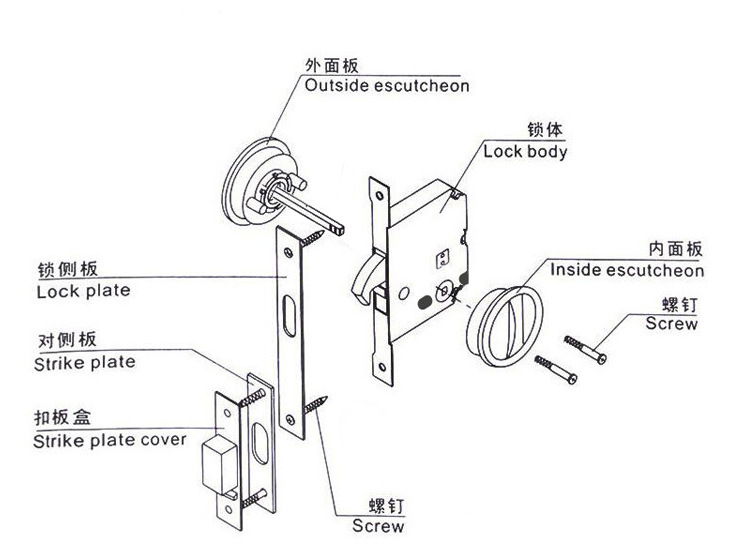 樂(lè)朗五金RSL-602ET 移門拉門方形鎖（帶鎖體鑰匙）